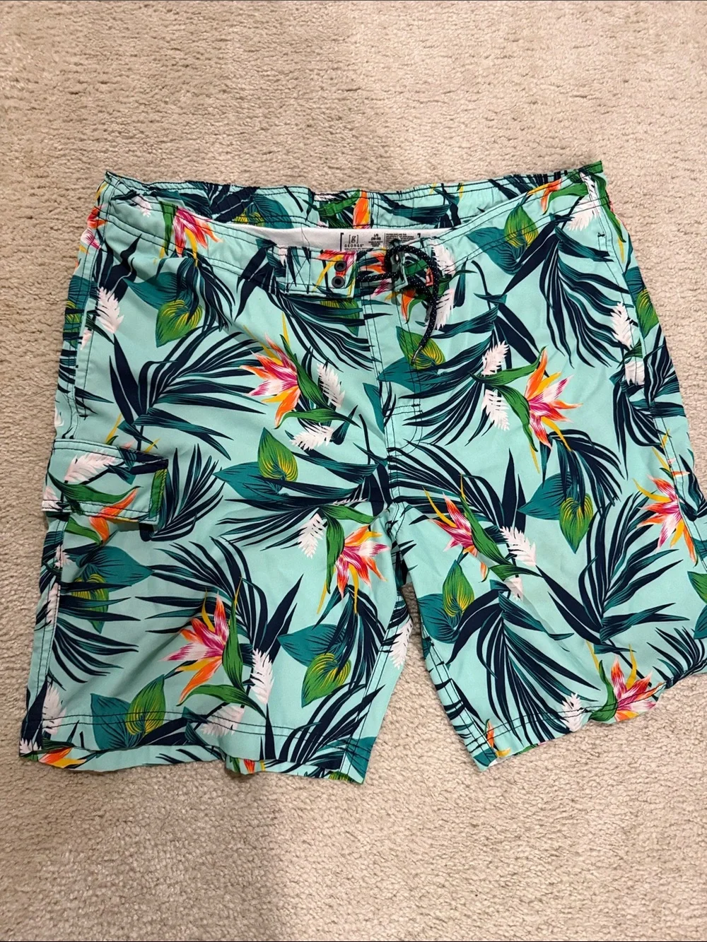 Men's Mint Green Tropical Swim Trunks